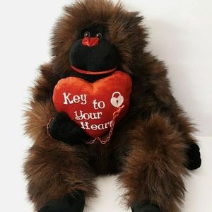 Big Ape Brown Monkey Plush Valentines Day Chain Ke